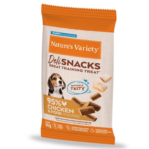 NATURE´S VARIETY DOG PUPPY DELI SNACKS - FRANGO E PORCO