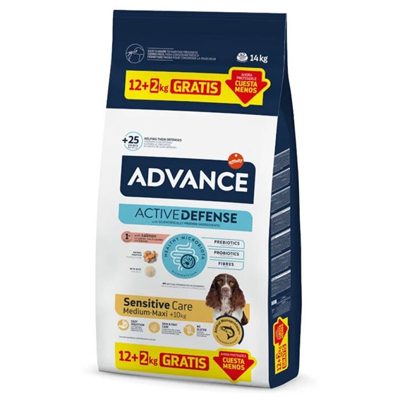 ADVANCE CÃO ADULTO MEDIUM/MAXI SENSITIVE - SALMÃO E ARROZ - 12+2 KG