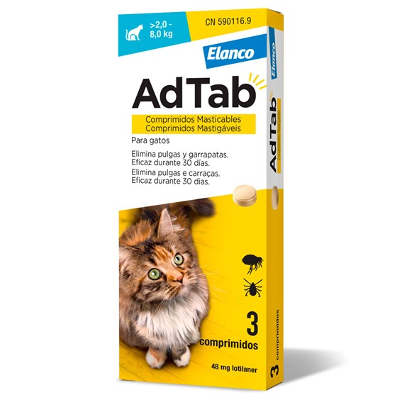 ADTAB GATOS 48 MG 2 - 8 KG - 3 COMPRIMIDOS