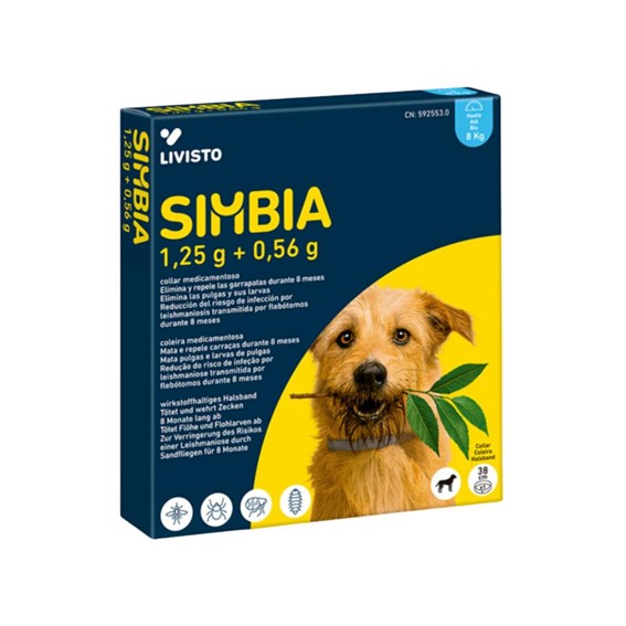 SIMBIA COLEIRA ANTIPARASITÁRIA CÃES ATÉ 8 KG