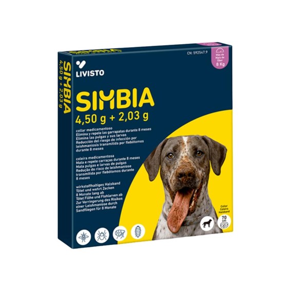 SIMBIA COLEIRA ANTIPARASITÁRIA CAES +8 KG