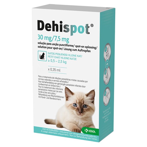 DEHISPOT 30 MG/7,5 MG SOLUÇÃO PARA UNÇÃO PUNCTIFORME – GATOS PEQUENOS 0,5-2,5 KG